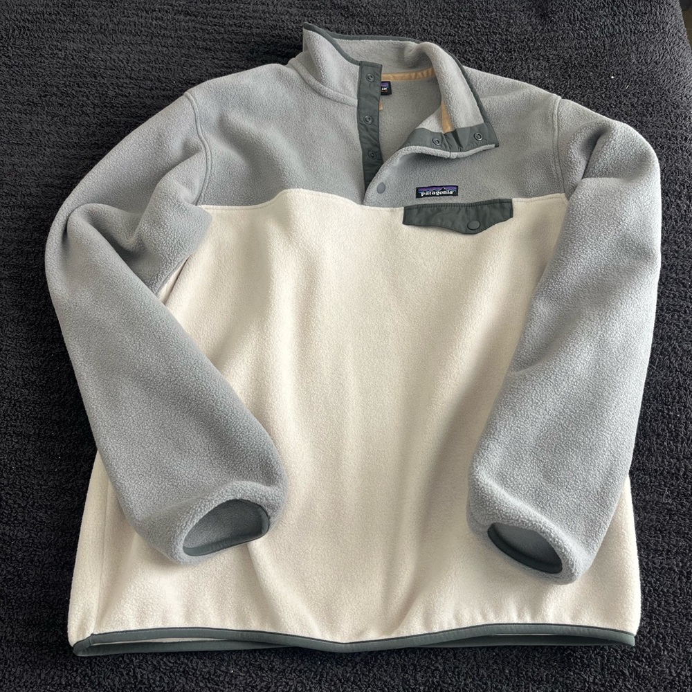 Patagonia Women’s Two-Tone Sweater in Gray and Cream